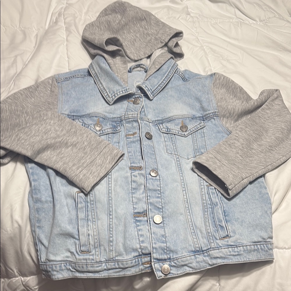 Size 10-12 Plus Wonder Nation Blue & Gray Hybrid Jean Jacket no wear hardly worn